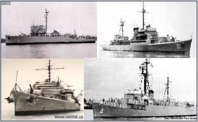 Bốn chiến hạm của quân lực Việt Nam Cộng Hòa đã tham dự trận hải chiến Hoàng Sa bảo vệ lãnh thổ vào năm 1974. Chiến hạm HQ-10 trúng đạn vào pháo tháp bị chìm tại trận, chiến hạm HQ-16 bị hư hại nặng nghiêng 15 độ, chiến hạm HQ-5 và HQ-4 bị hư nhẹ. Gần 50 thủy thủ và hạm trưởng Ngụy Văn Thà của HQ-10 tử vong. Ngoài ra HQ-5 có 3 quân nhân tử vong và 16 bị thương.